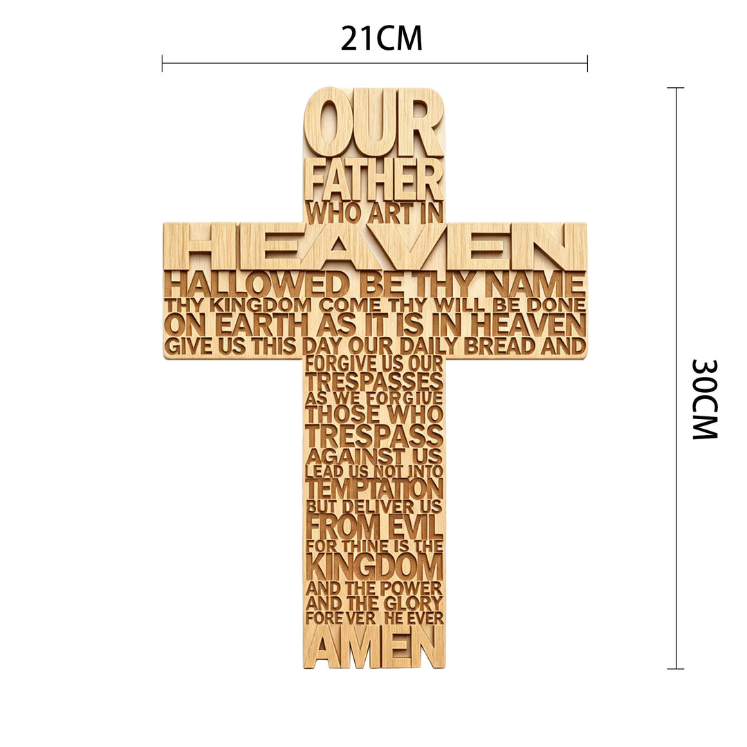 Christianartworkshop Lord's Prayer Inscribed Cross Wooden Wall Plaque: Symbol of Abiding Faith - 8.27''*11.81''*0.2''/21*30*0.5cm - image 4