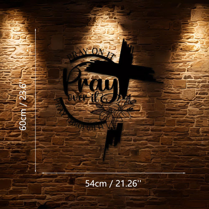Christianartworkshop Modern Style Pray Over It Quote Inspirational Metal Wall Decor - Black - 21.26"*23.6"*0.047"/54*60*0.12cm - image 10