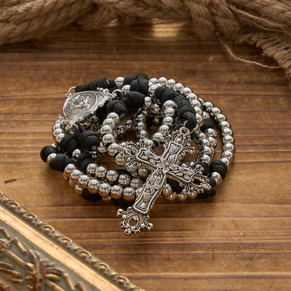 Christianartworkshop Rugged Silver-Toned Paracord 15-Decade Rosary: Carry Our Lady's Grace Wherever You Go - image 5