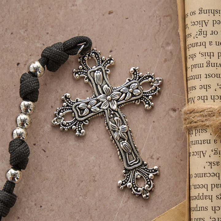 Christianartworkshop Rugged Silver-Toned Paracord 15-Decade Rosary: Carry Our Lady's Grace Wherever You Go - image 7