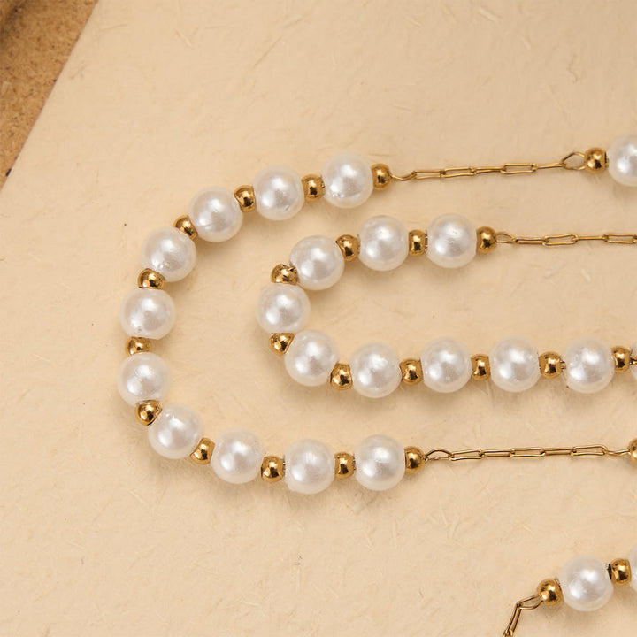Christianartworkshop Faceted Crystal & Imitation Pearl Bead Minimal Our Lady Rosary with Flat Cross Pendant - image 6