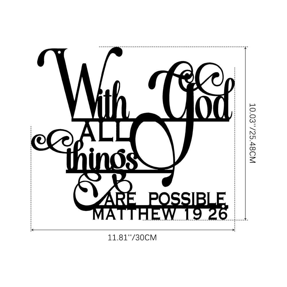 Christianartworkshop Matthew 19:26 With God Metal Wall Decor: Bold Faith for Your Walls - 10.03''*11.81''*0.04''/25.48*30*0.1cm - Black - image 5