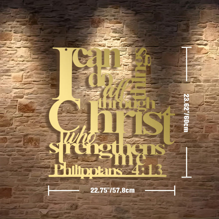 Christianartworkshop Philippians 4:13 I Can Do All Things Metal Wall Decor: Christ’s Strength for Your Walls - 22.75"*23.62*0.05"/ 57.8*60*0.12cm - Golden - image 25