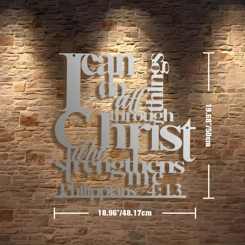Christianartworkshop Philippians 4:13 I Can Do All Things Metal Wall Decor: Christ’s Strength for Your Walls - 18.96"*19.68"*0.05 "/48.17*50*0.12cm - Silver - image 16