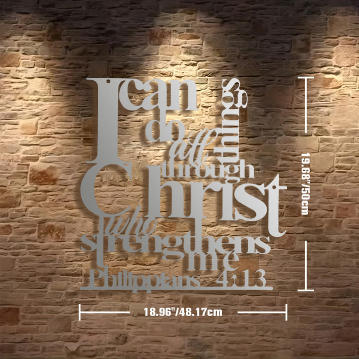 Christianartworkshop Philippians 4:13 I Can Do All Things Metal Wall Decor: Christ’s Strength for Your Walls - 18.96"*19.68"*0.05 "/48.17*50*0.12cm - Silver - image 16