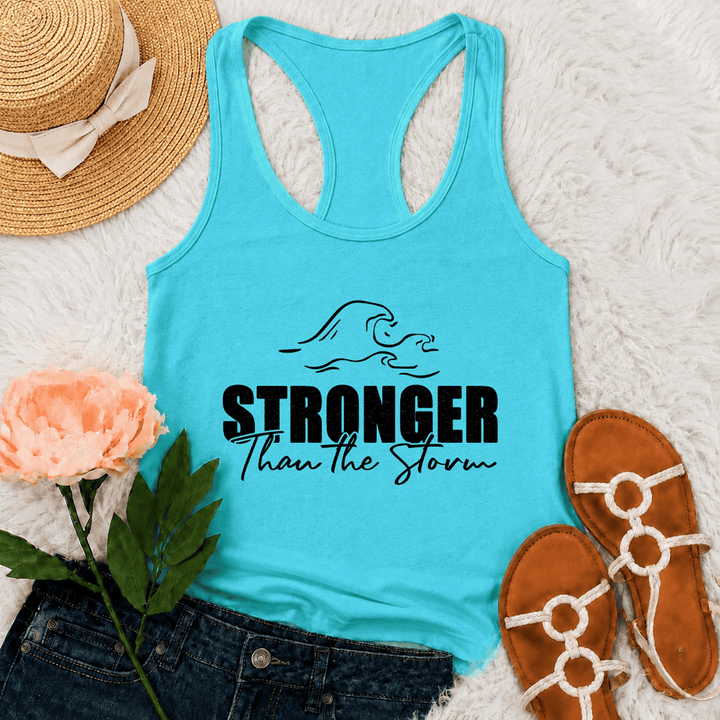 Christianartworkshop Stronger Than The Storm Wave Casual Racerback Tank Top - Mint - 2XL - image 0