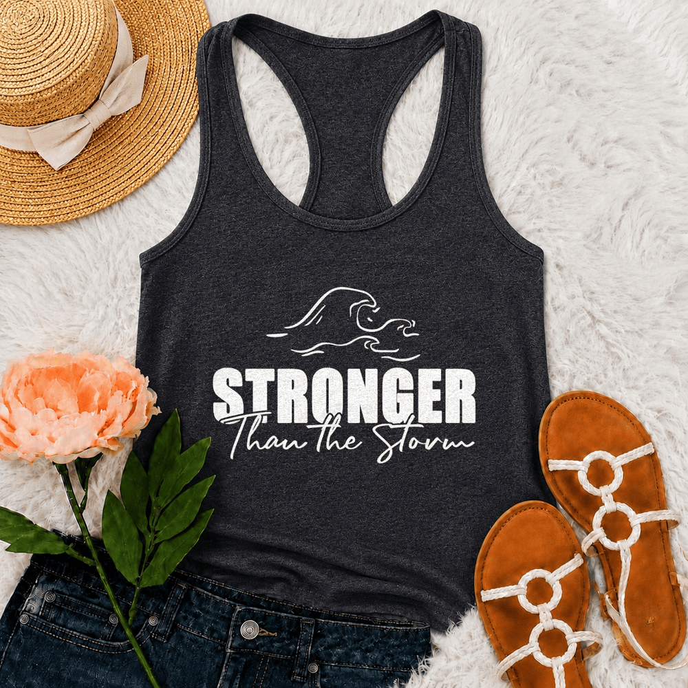 Christianartworkshop Stronger Than The Storm Wave Casual Racerback Tank Top - Grey - 2XL - image 9