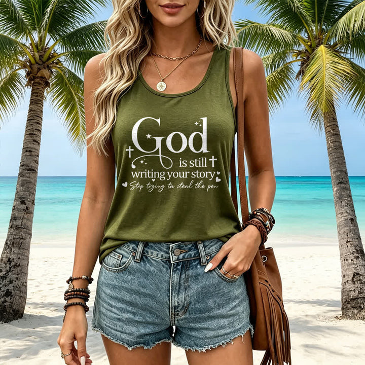 Christianartworkshop God Is Still Writing Your Story Christian Workout Racerback Tank Top - image 19