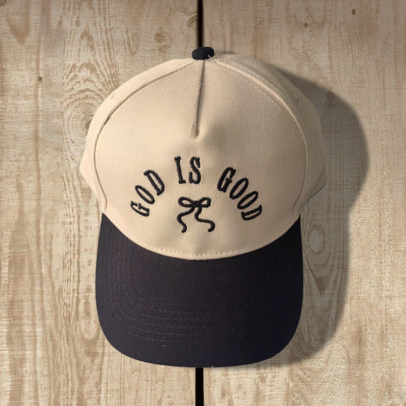 Christianartworkshop God Is Good Bow Embroidery Leopard Brim Adjustable Baseball Cap - Black - image 1