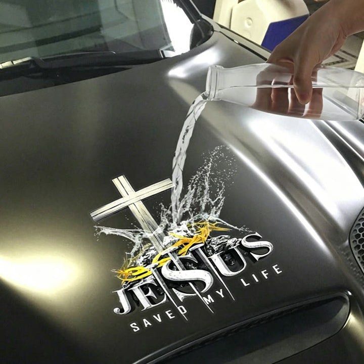 Christianartworkshop Cross Crown of Thorns Nails JESUS SAVED MY LIFE Waterproof Car Sticker: A Symbol of Redemptive Sacrifice - image 4