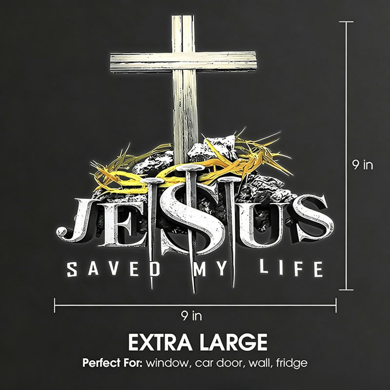 Christianartworkshop Cross Crown of Thorns Nails JESUS SAVED MY LIFE Waterproof Car Sticker: A Symbol of Redemptive Sacrifice - image 5