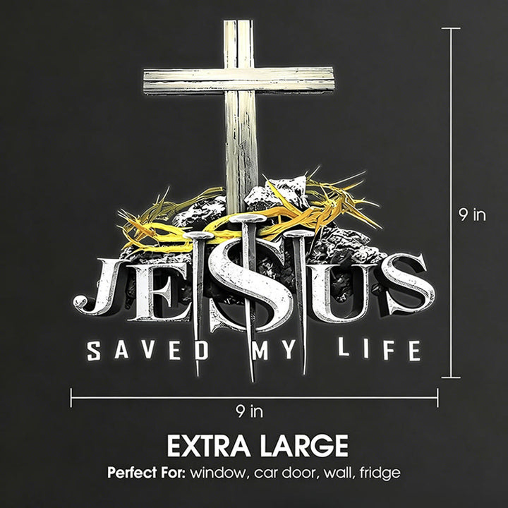 Christianartworkshop Cross Crown of Thorns Nails JESUS SAVED MY LIFE Waterproof Car Sticker: A Symbol of Redemptive Sacrifice - image 5