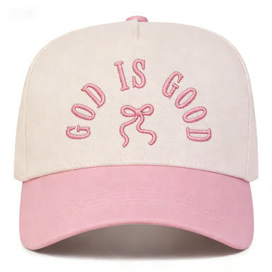 Christianartworkshop Curved Brim God Is Good Letter Bow Embroidered Unisex Baseball Cap - image 3