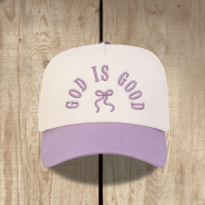 Christianartworkshop Curved Brim God Is Good Letter Bow Embroidered Unisex Baseball Cap - Purple - image 12