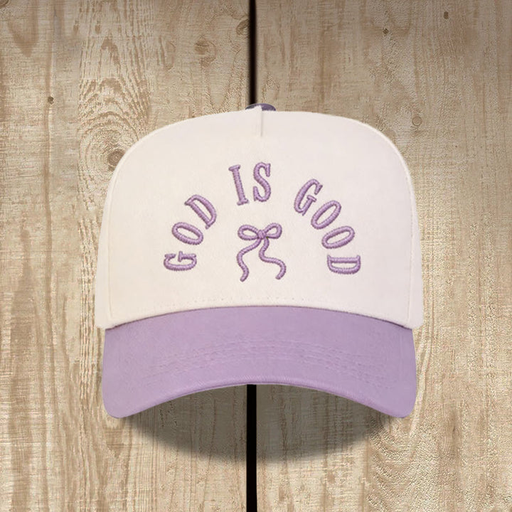 Christianartworkshop Curved Brim God Is Good Letter Bow Embroidered Unisex Baseball Cap - Purple - image 12