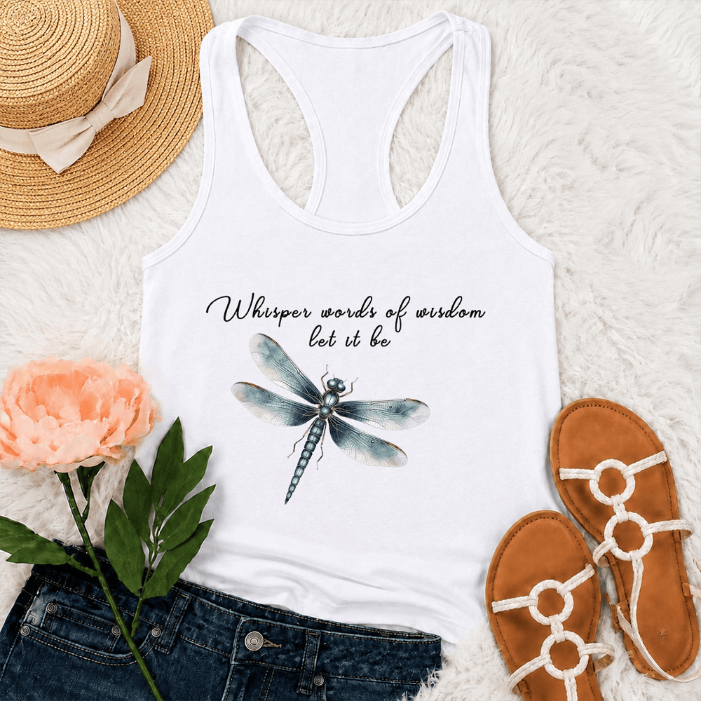 Christianartworkshop Watercolor Dragonfly Let It Be Graphic Racerback Tank Top - White - 2XL - image 6
