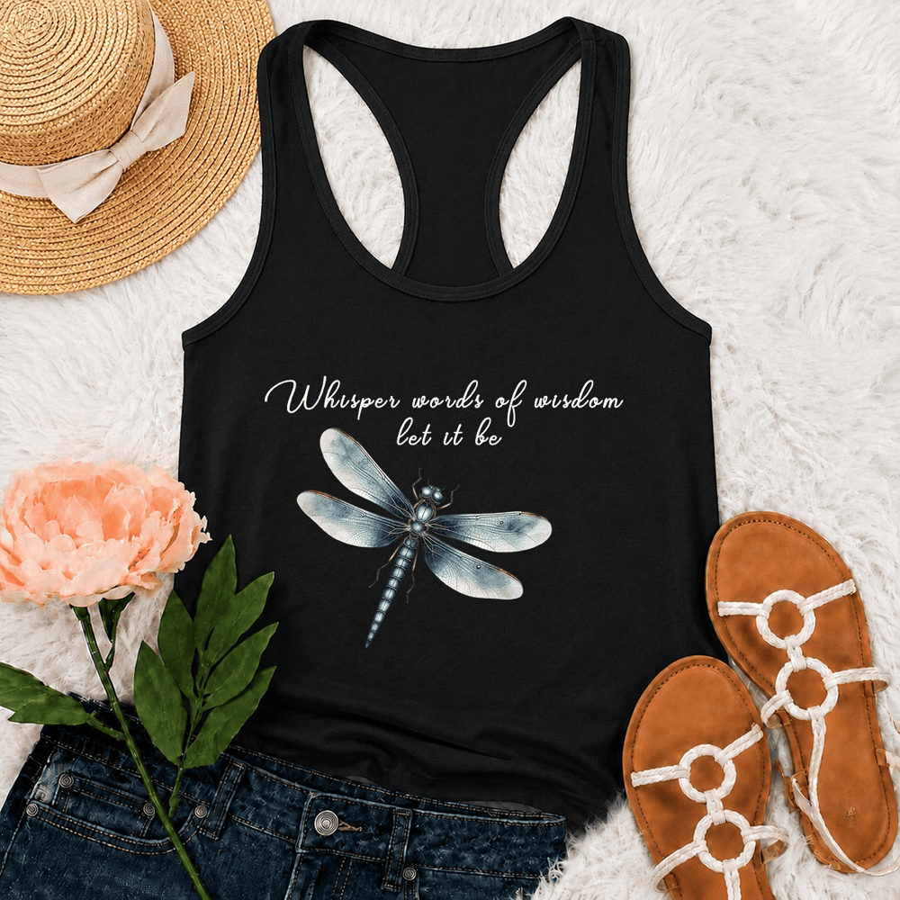 Christianartworkshop Watercolor Dragonfly Let It Be Graphic Racerback Tank Top - Black - 2XL - image 3