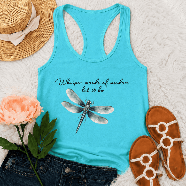 Christianartworkshop Watercolor Dragonfly Let It Be Graphic Racerback Tank Top - Mint - 2XL - image 12