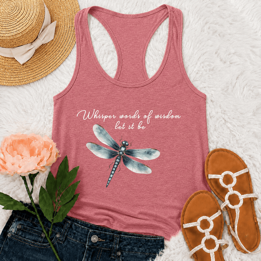 Christianartworkshop Watercolor Dragonfly Let It Be Graphic Racerback Tank Top - Pink - 2XL - image 21
