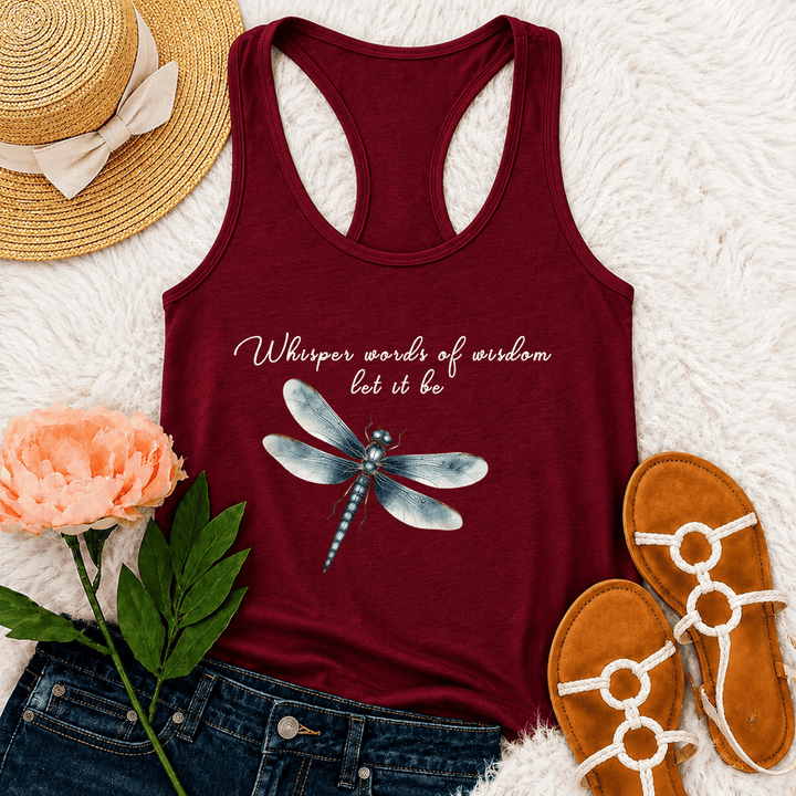 Christianartworkshop Watercolor Dragonfly Let It Be Graphic Racerback Tank Top - Wine - 2XL - image 24