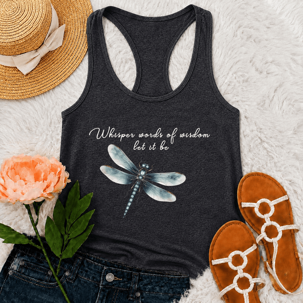 Christianartworkshop Watercolor Dragonfly Let It Be Graphic Racerback Tank Top - Grey - 2XL - image 9