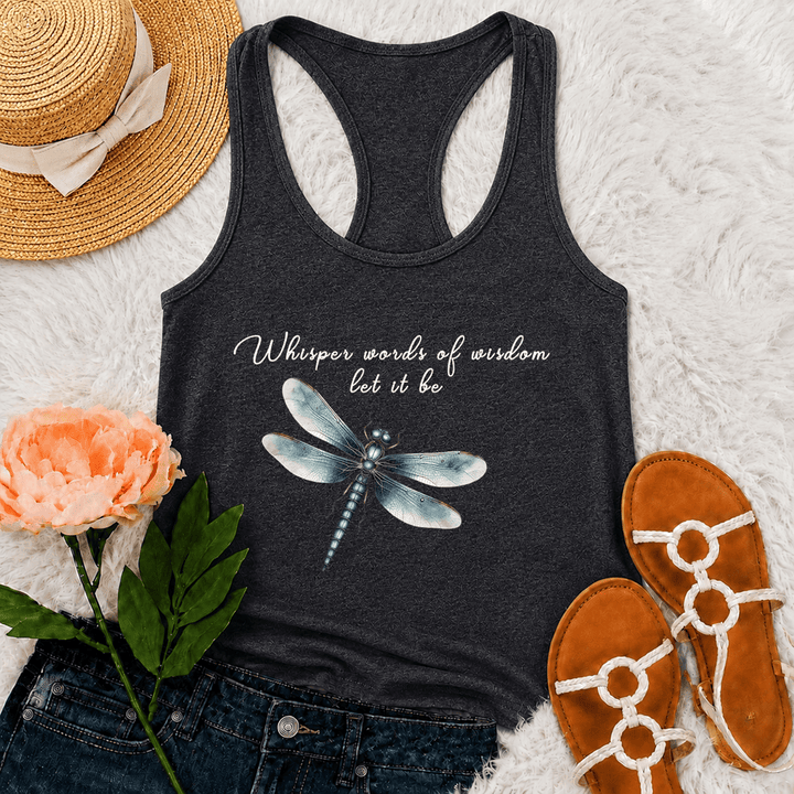Christianartworkshop Watercolor Dragonfly Let It Be Graphic Racerback Tank Top - Grey - 2XL - image 9