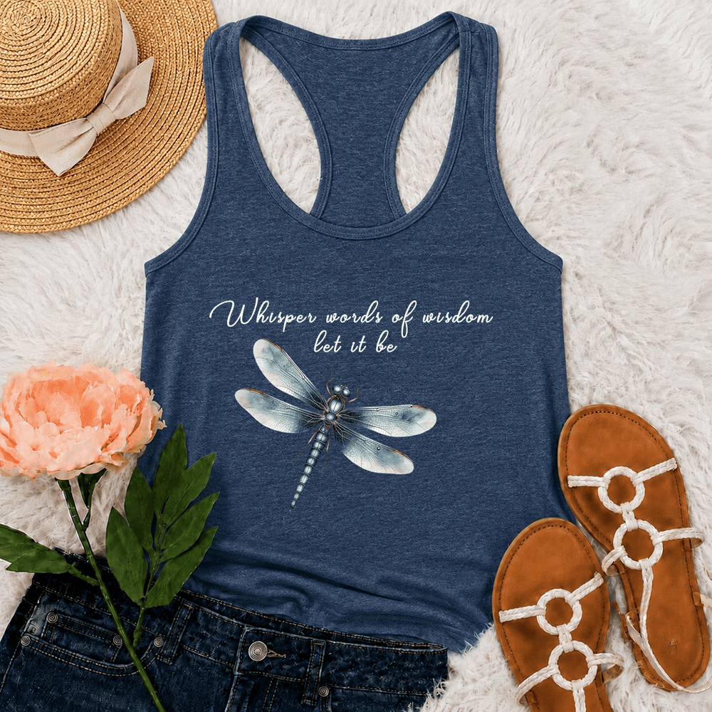 Christianartworkshop Watercolor Dragonfly Let It Be Graphic Racerback Tank Top - Navy Blue - 2XL - image 15
