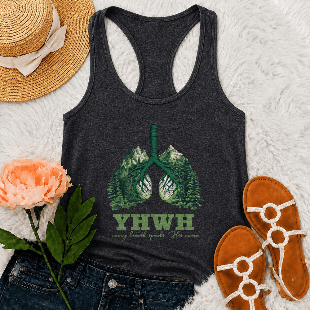Christianartworkshop YHWH Every Breath Speaks His Name Racerback Tank Top - Grey - 2XL - image 9