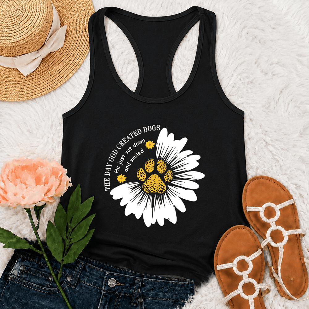 Christianartworkshop The Day God Created Dogs Graphic Racerback Tank Top - Black - 2XL - image 3