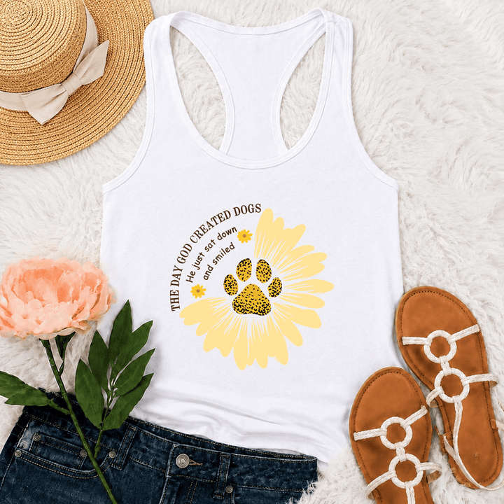 Christianartworkshop The Day God Created Dogs Graphic Racerback Tank Top - White - 2XL - image 6