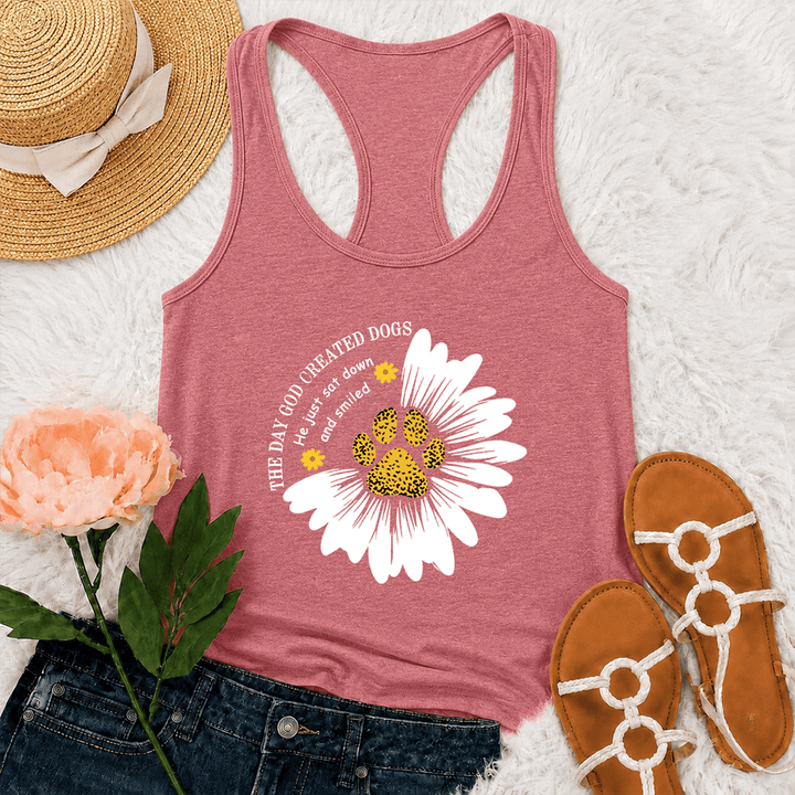 Christianartworkshop The Day God Created Dogs Graphic Racerback Tank Top - Pink - 2XL - image 24