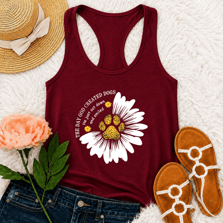 Christianartworkshop The Day God Created Dogs Graphic Racerback Tank Top - Wine - 2XL - image 27
