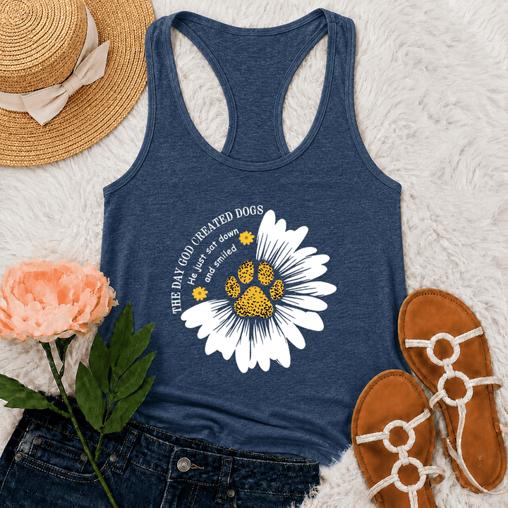 Christianartworkshop The Day God Created Dogs Graphic Racerback Tank Top - Navy Blue - 2XL - image 15