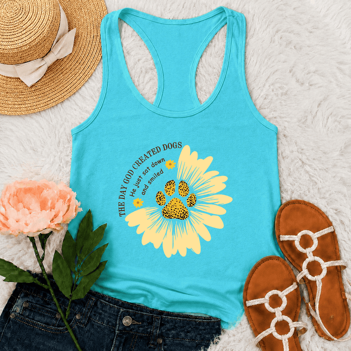 Christianartworkshop The Day God Created Dogs Graphic Racerback Tank Top - Mint - 2XL - image 12