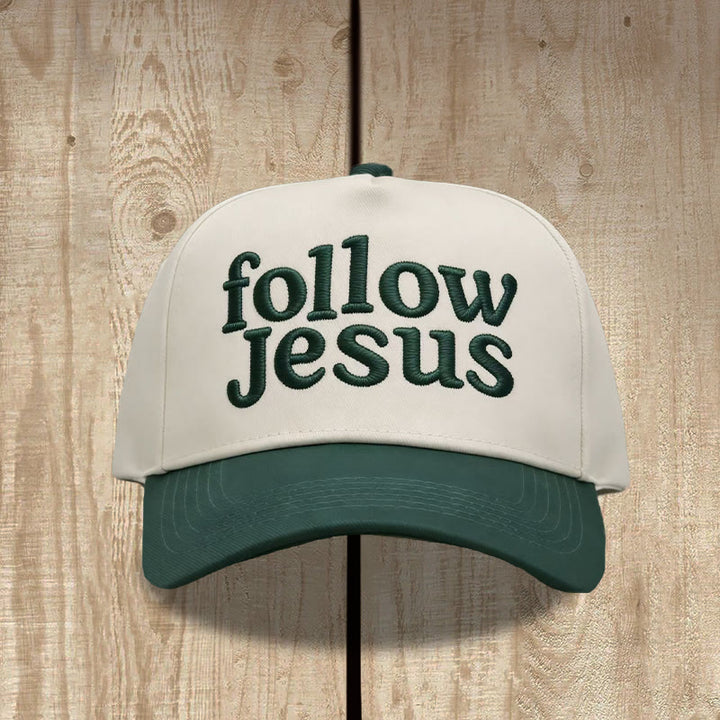 Christianartworkshop Two-tone Curved Brim Follow Jesus Faith Embroidery Unisex Baseball Cap - image 7
