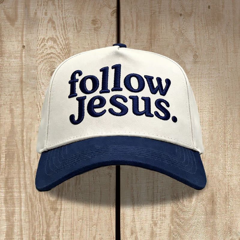 Christianartworkshop Two-tone Curved Brim Follow Jesus Faith Embroidery Unisex Baseball Cap - image 10