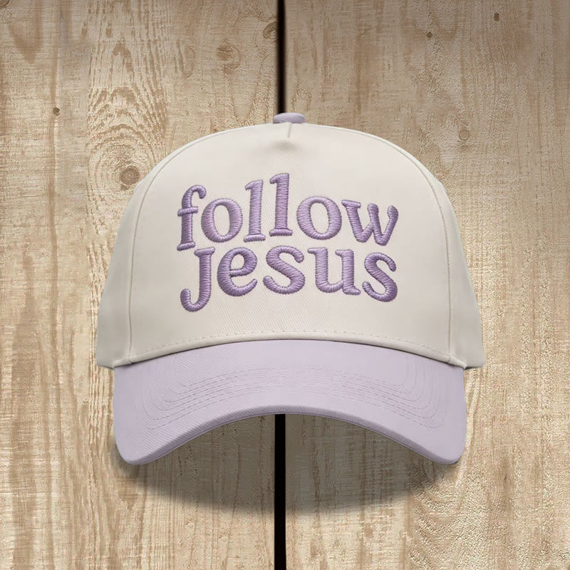 Christianartworkshop Two-tone Curved Brim Follow Jesus Faith Embroidery Unisex Baseball Cap - image 12