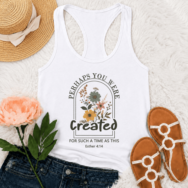 Christianartworkshop Wildflower Perhaps You Were Created For Such A Time As This Racerback Tank Top - White - 2XL - image 6