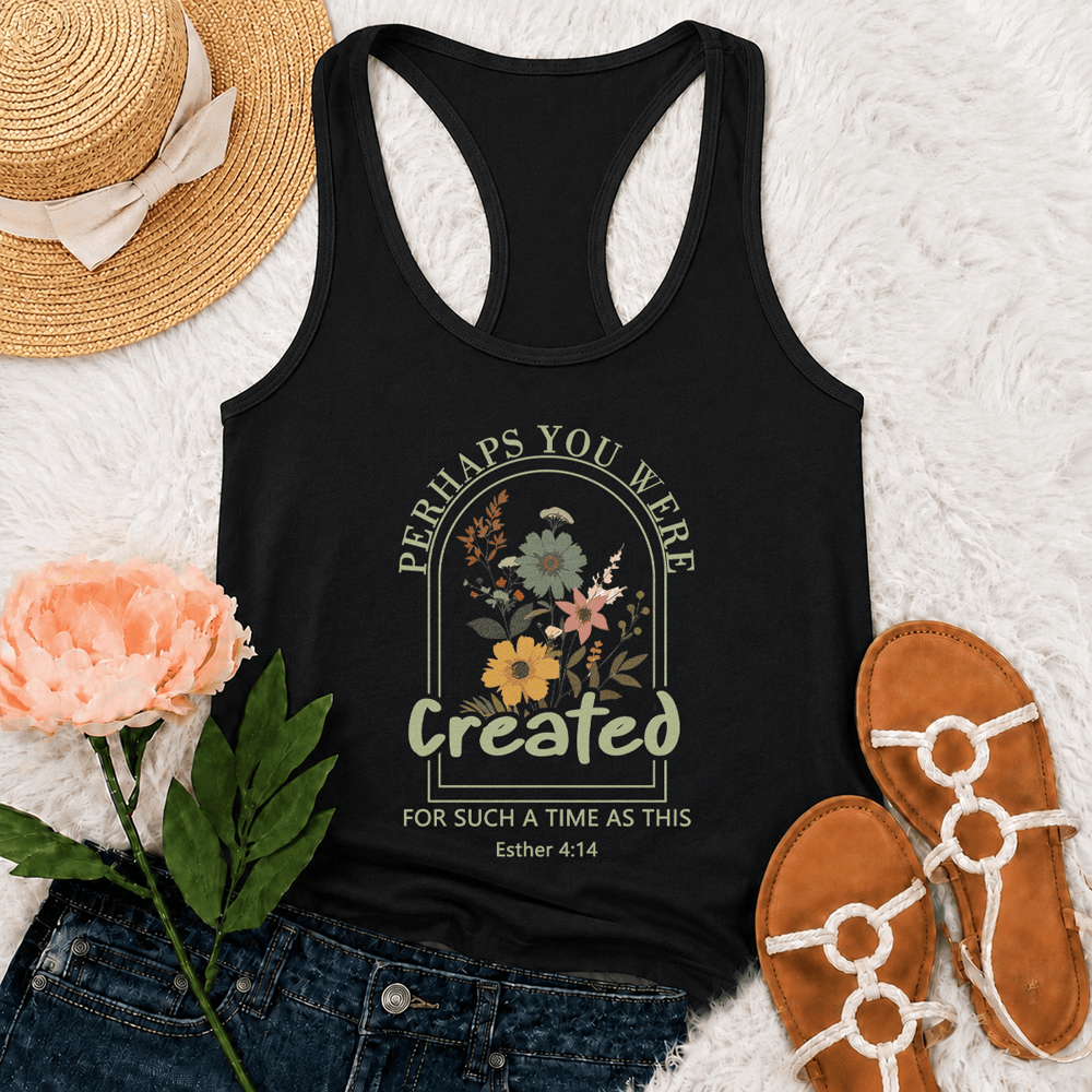 Christianartworkshop Wildflower Perhaps You Were Created For Such A Time As This Racerback Tank Top - Black - 2XL - image 3