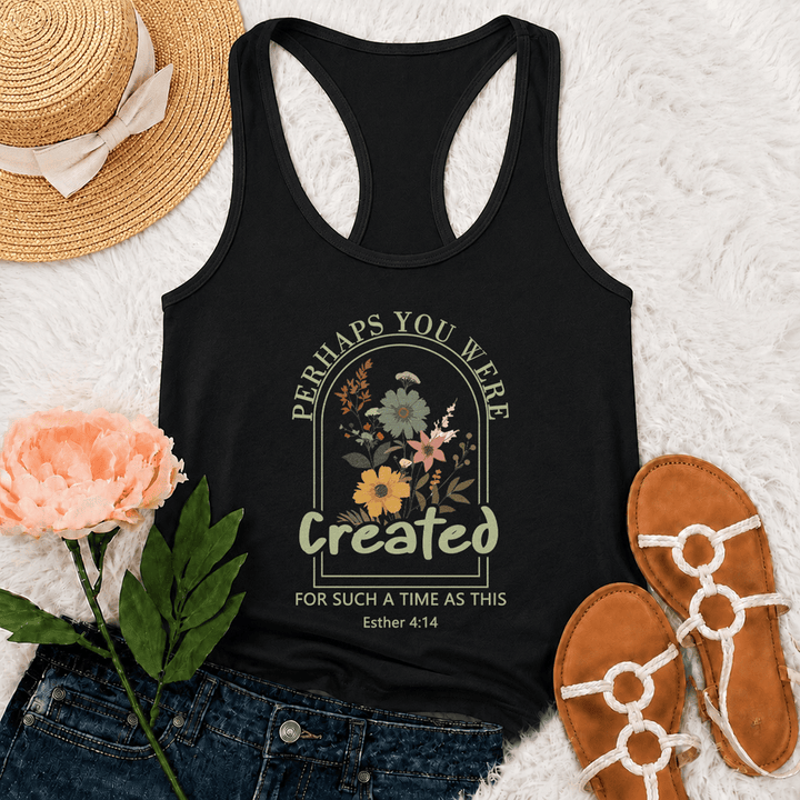 Christianartworkshop Wildflower Perhaps You Were Created For Such A Time As This Racerback Tank Top - Black - 2XL - image 3