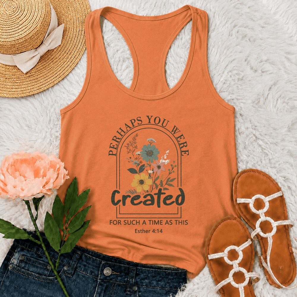 Christianartworkshop Wildflower Perhaps You Were Created For Such A Time As This Racerback Tank Top - Orange - 2XL - image 27