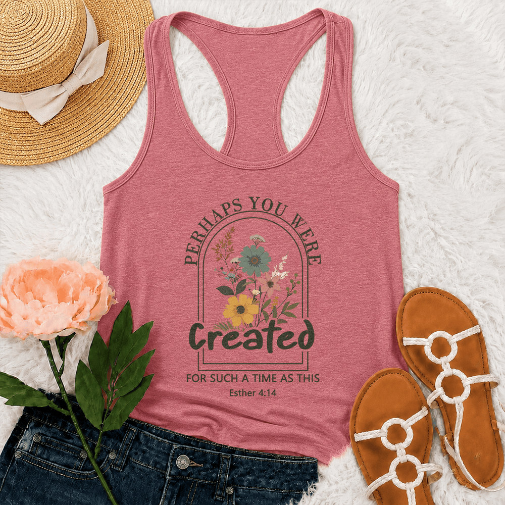 Christianartworkshop Wildflower Perhaps You Were Created For Such A Time As This Racerback Tank Top - Pink - 2XL - image 0