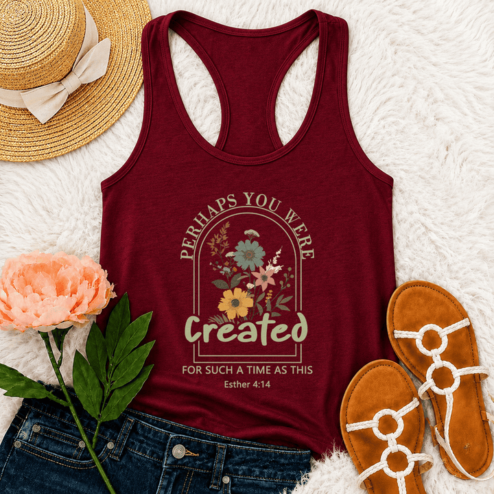 Christianartworkshop Wildflower Perhaps You Were Created For Such A Time As This Racerback Tank Top - Wine - 2XL - image 24