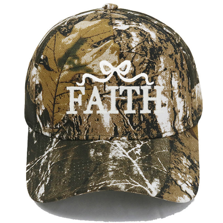 Christianartworkshop FAITH Bow Embroidery Camo Brim Adjustable Baseball Cap - Full Camouflage - image 21