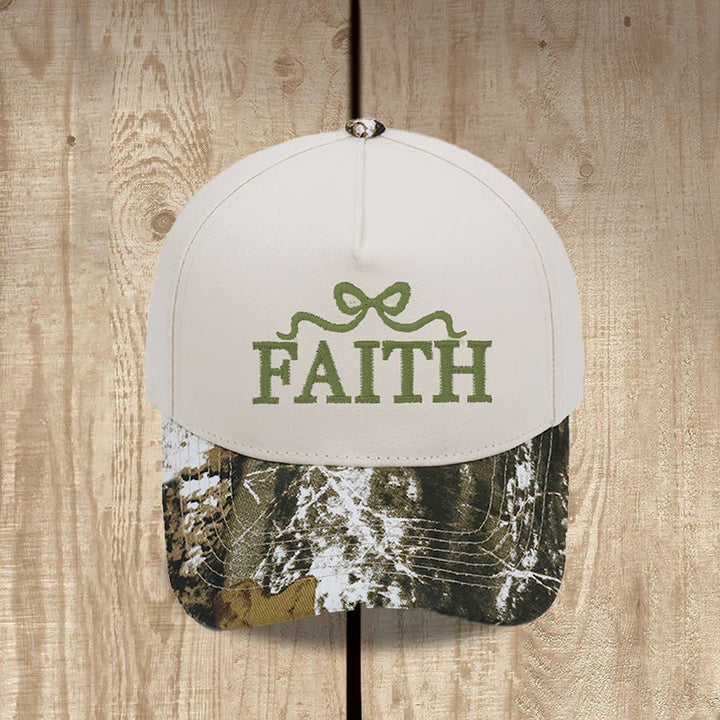 Christianartworkshop FAITH Bow Embroidery Camo Brim Adjustable Baseball Cap - image 1