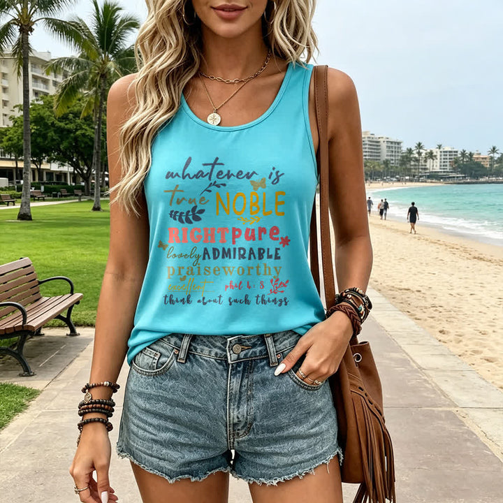 Christianartworkshop Colorful Handlettered Whatever Is True Noble Racerback Tank Top - image 10