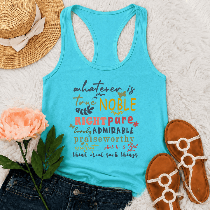 Christianartworkshop Colorful Handlettered Whatever Is True Noble Racerback Tank Top - Mint - 2XL - image 9