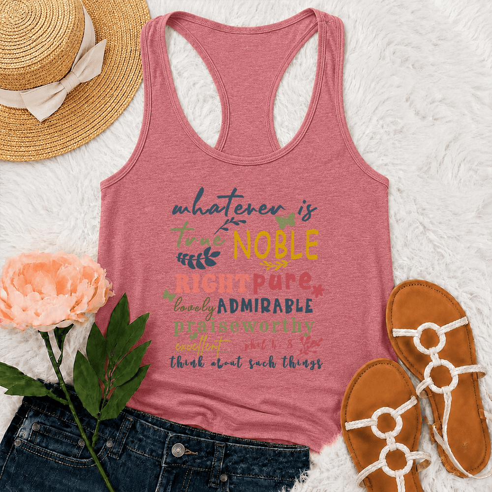 Christianartworkshop Colorful Handlettered Whatever Is True Noble Racerback Tank Top - Pink - 2XL - image 21