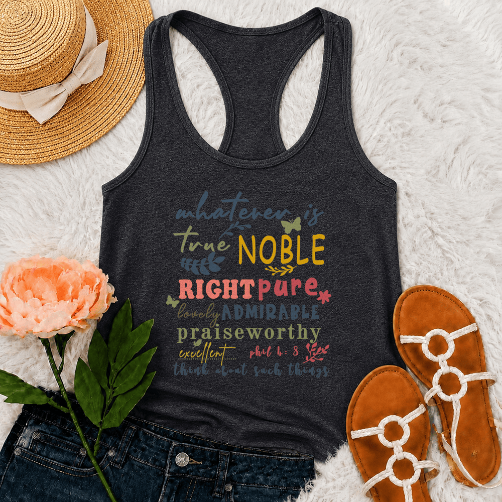 Christianartworkshop Colorful Handlettered Whatever Is True Noble Racerback Tank Top - Grey - 2XL - image 6