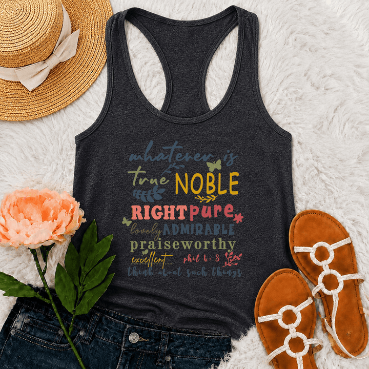 Christianartworkshop Colorful Handlettered Whatever Is True Noble Racerback Tank Top - Grey - 2XL - image 6
